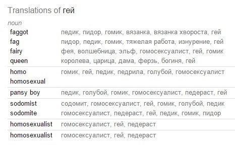 Google traductor en rusia gay