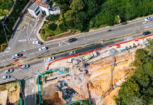 Cierre parcial en la avenida Las Palmas: estos son los cambios viales y las rutas alternas en El Poblado Vista aérea de las obras en la avenida Las Palmas, sector Chuscalito, donde se implementan cambios viales por la intervención de la quebrada La Presidenta.