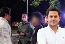«Andá pa’ tu casa y te la metes allá donde querás»: Manuel Villa, Secretario de Seguridad de Medellín Manuel Villa frente a un joven con el rostro difuminado, acompañado de policías durante una intervención nocturna en Medellín.
